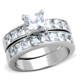 Stainless Steel Cubic Zirconia Ring 2 piece